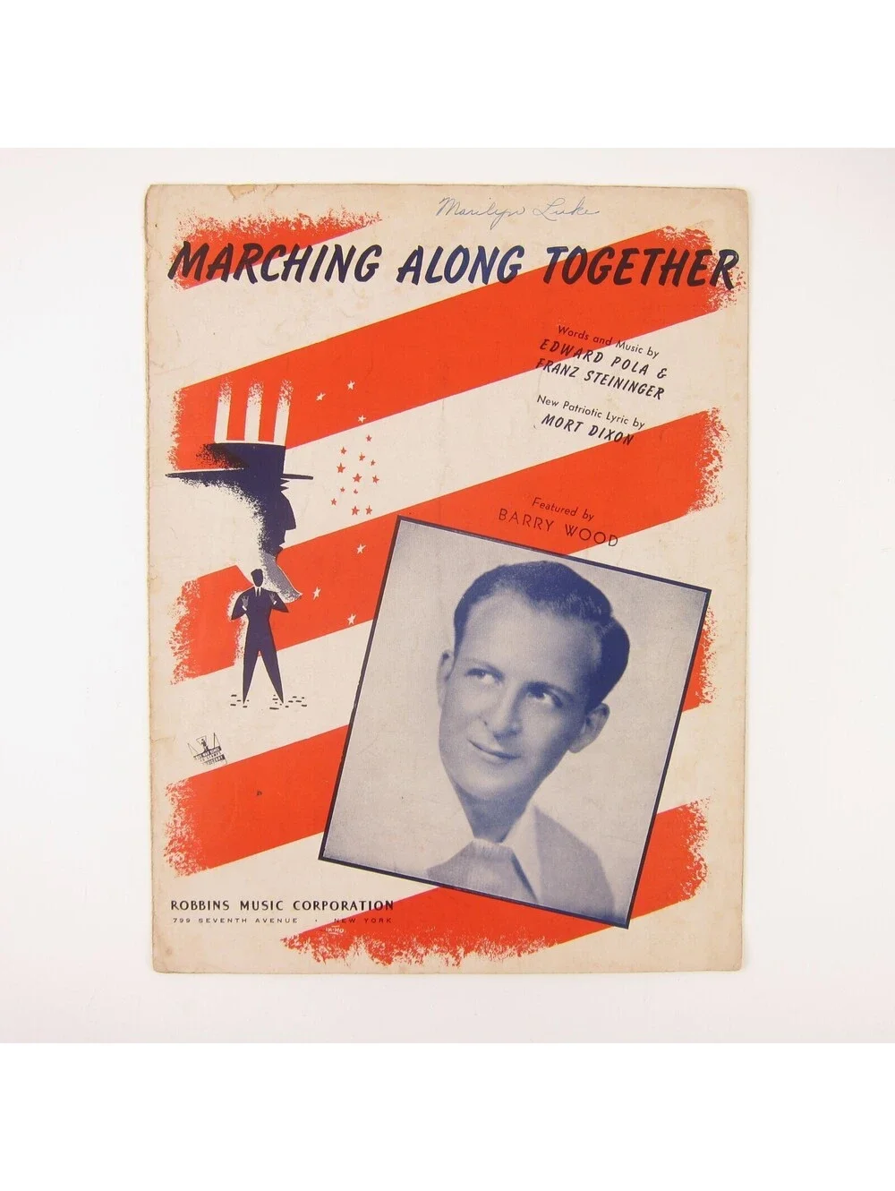 Sheet Music Marching Along Together Pola Steininger Barry Wood WW2 Vintage 1942
